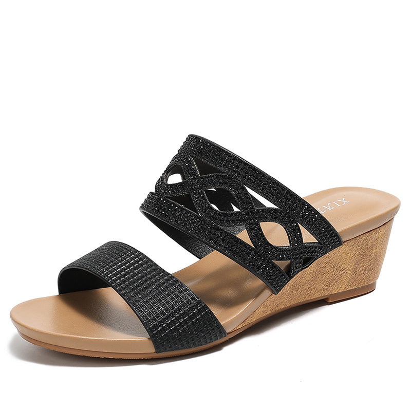 Dame Wedge-sandaler med glamourøs rem og komfortabel foddesign Stilla