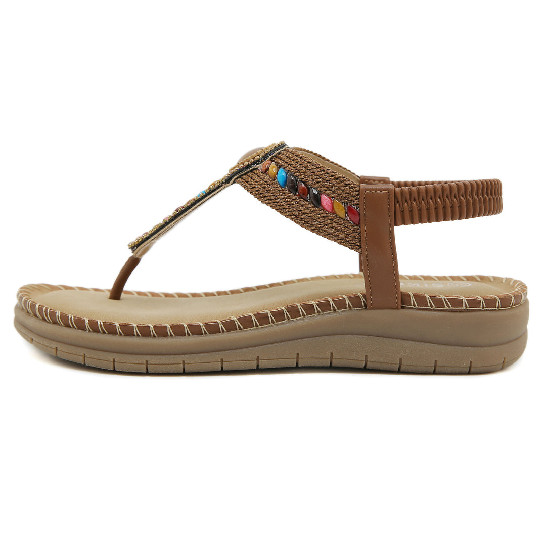 Dame flip-flops med farverige smykker og ergonomisk fodbund Stilla