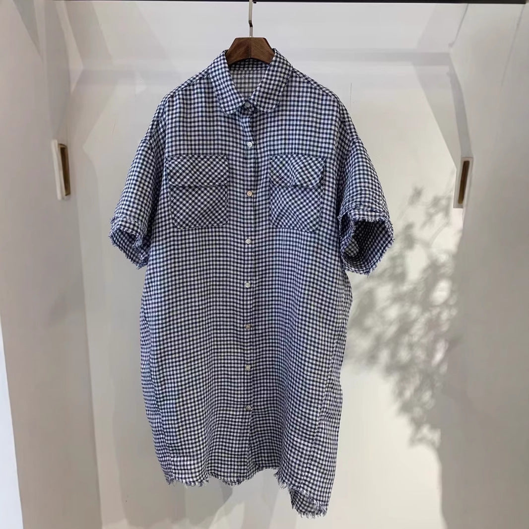 Dame Kortærmet Karo Button-Up Skjorte Stilla