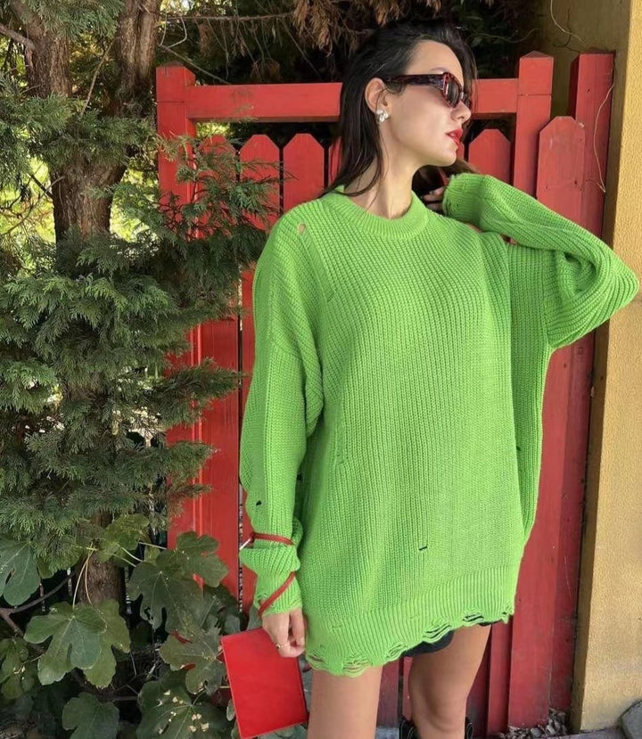 Dame Oversized Strikpullover med unikke ribstrukturer og moderigtige cut-outs Stilla