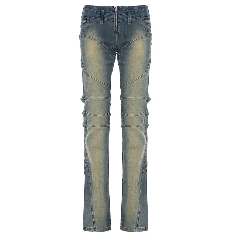 Dame Bootcut Jeans med fashionable syninger og komfortabel elastisk talje Skovae