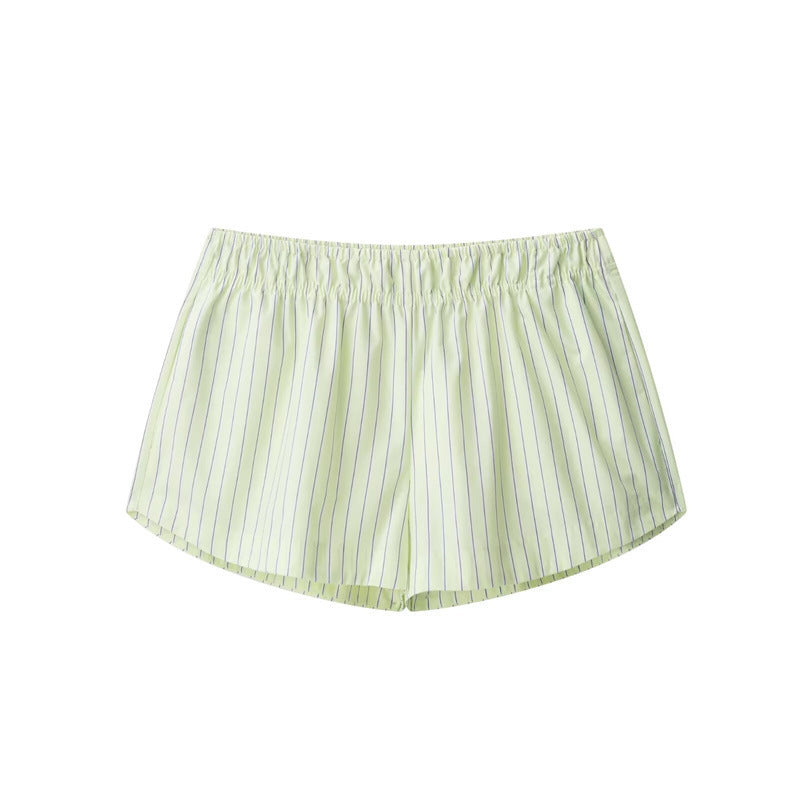 Dame natshorts med elastisk bånd og fint stribet mønster Stilla