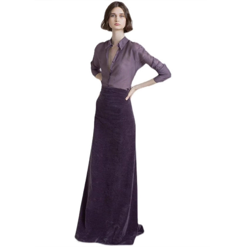 Dame elegant midi nederdel lavet af højkvalitets velour Stilla