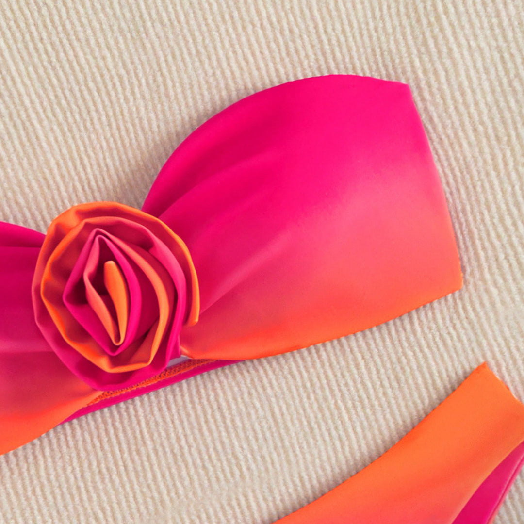 Dame bandeau bikini med blomsterhjerte design Skovae