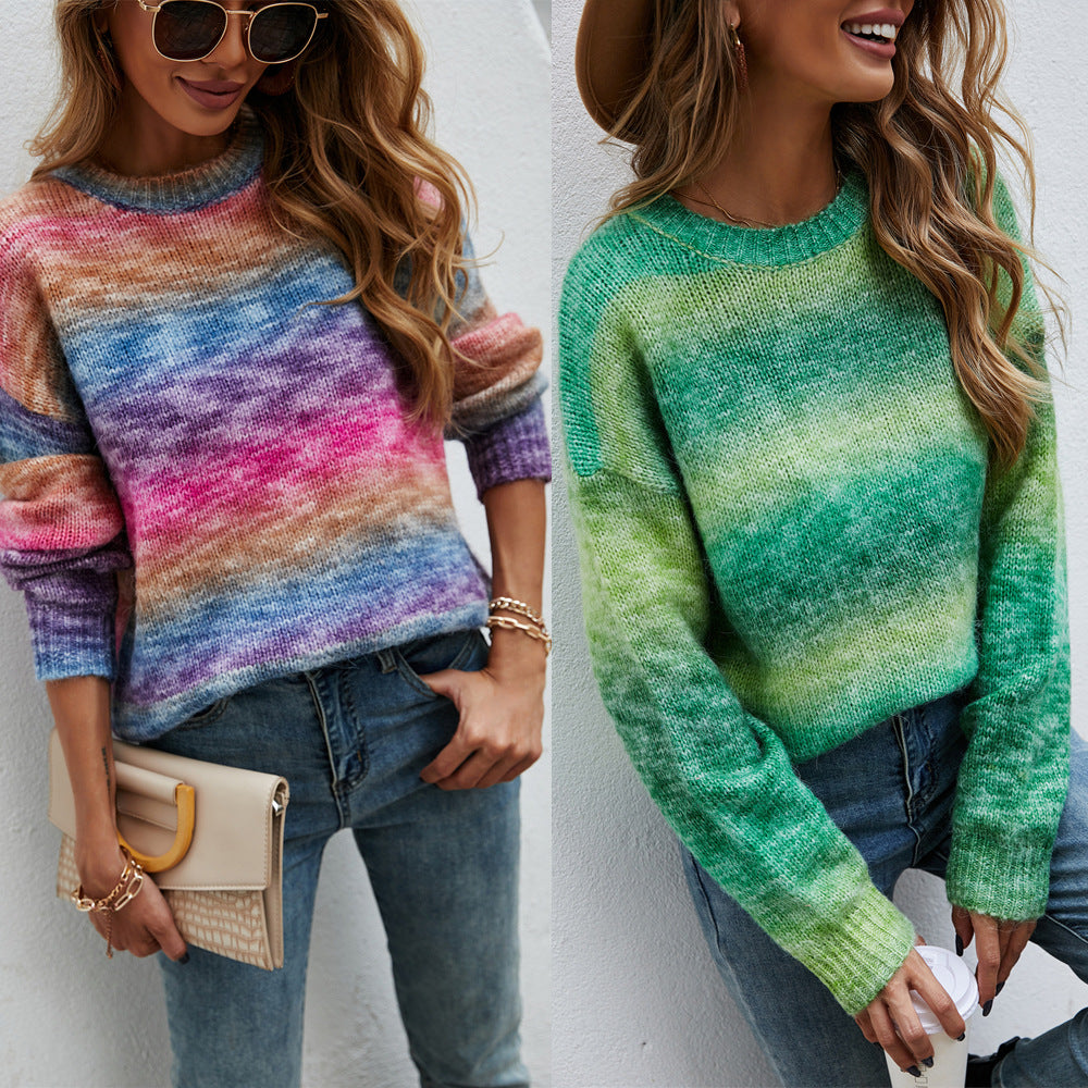 Damers fashionable sweater med unik farvegradient Stilla