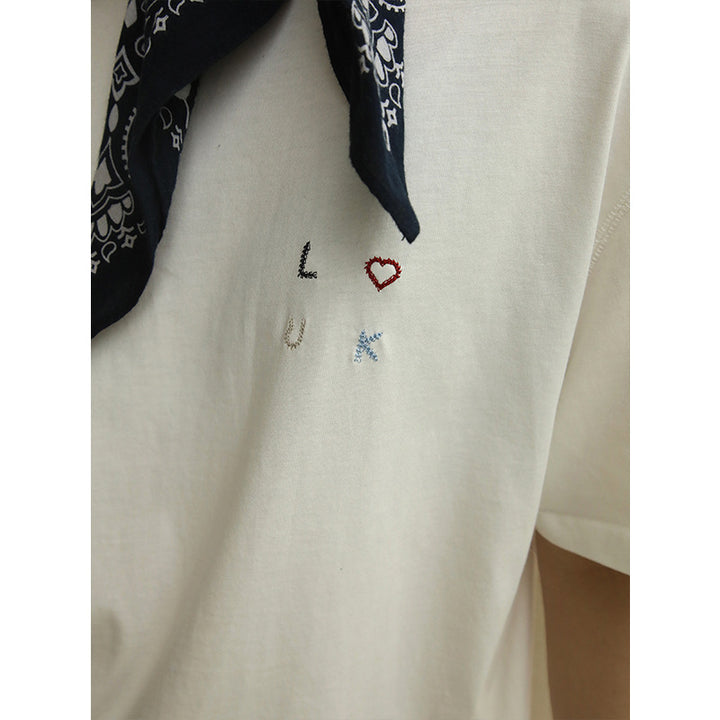Damer afslappet T-shirt med trendy broderidetaljer Stilla