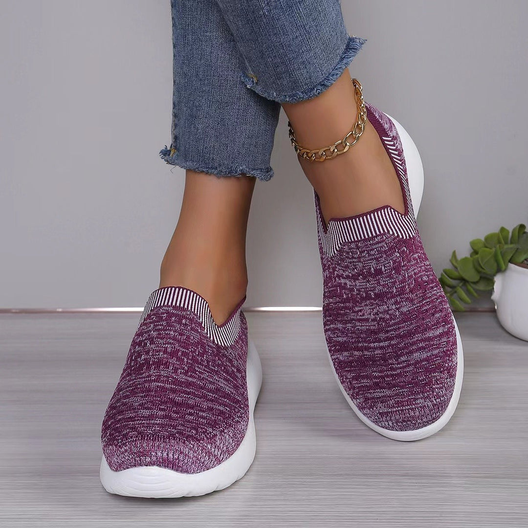 Dame Slip-On Sneakers med åndbart strik-overmateriale og skridsikker sål Stilla