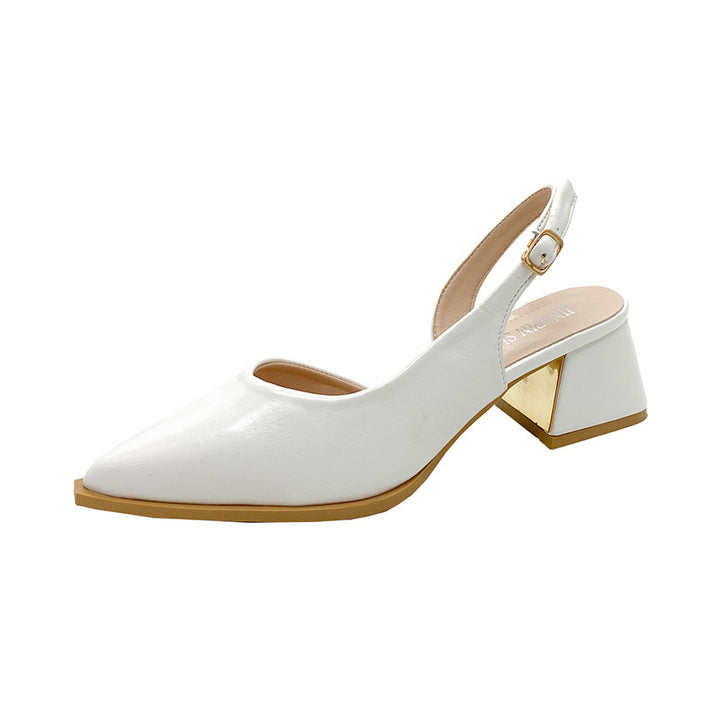 Dame Slingback hæl mules med spids tå og geometrisk accent Stilla