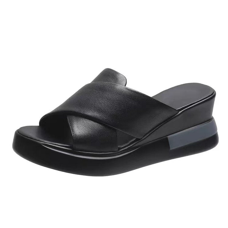 Dame Moderne Wedge-Pantoletten med elegant krydsbånd-design Stilla