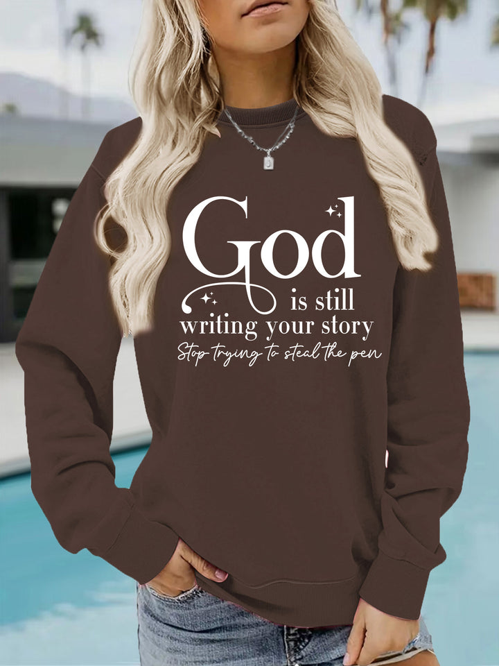 Kvinders sweatshirt med inspirerende skrifter Stilla