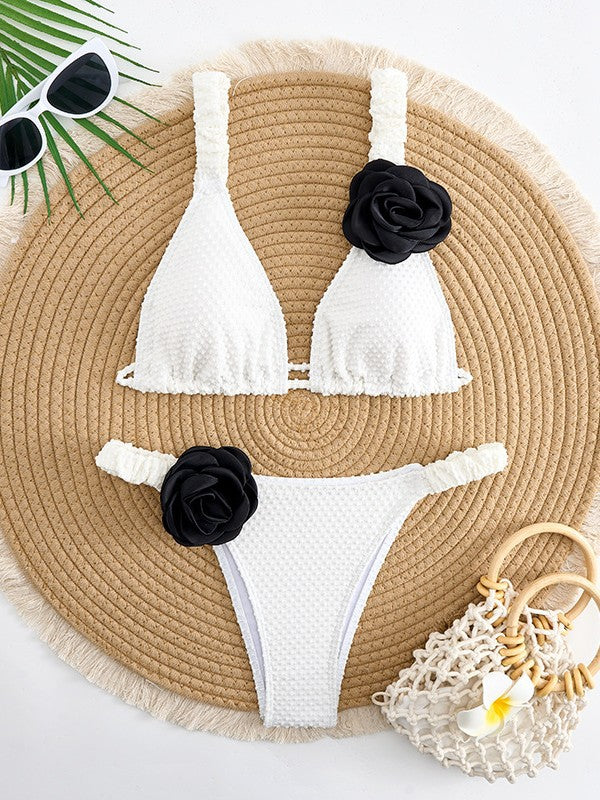 Kvinder Textureret Blomst Bikini Sæt Stilla