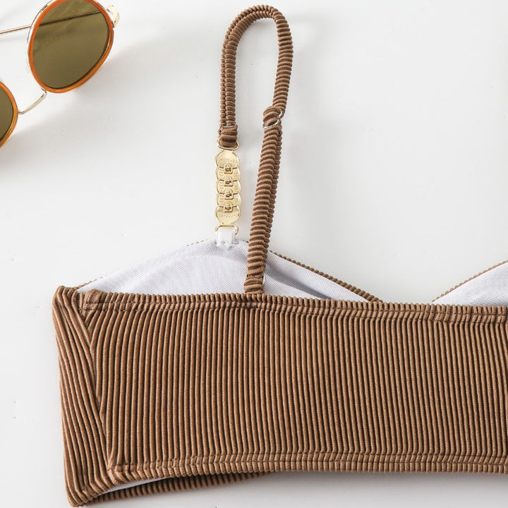 Femme Ribdetalje Sløjfe-Bikini-Sæt Stilla