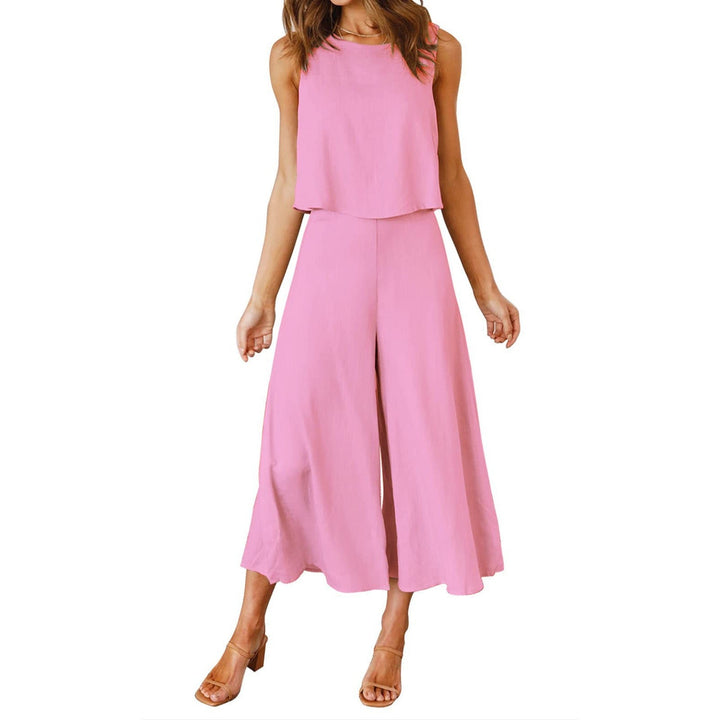 Dame Løs Jumpsuit med Svingende Ben og Ærmeløst Design Skovae