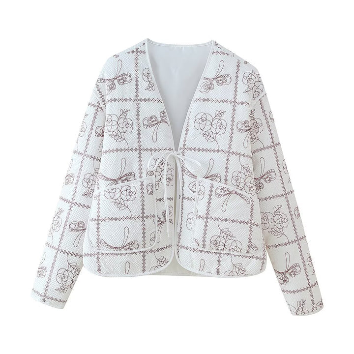 Damer quilted blazer-top med blomsterprint Stilla