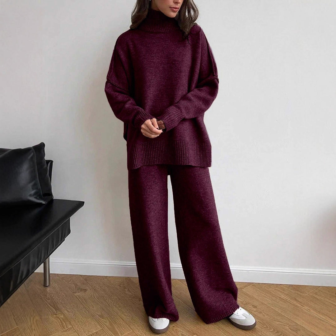 Kvinders hyggelige strikket jumpsuit med høj krave og løs pasform Skovae