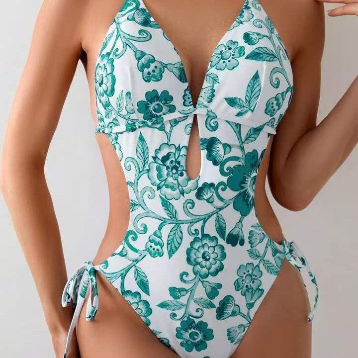 Dame helårs bikinitop med legende blomsterdesign Skovae