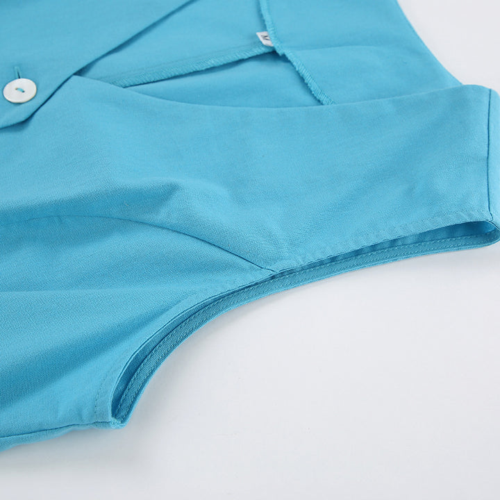 Dame Glat Linnedragt med ærmeløs vest og shorts Stilla