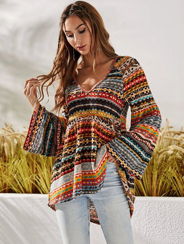 Dame Boho-Chic Tunika med bred arm Stilla
