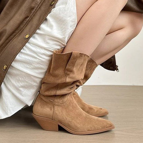 Femme Slouchy SUEDE Ankelstøvler med blokhæl Stilla