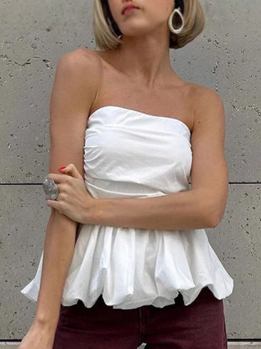 Dame Off-Shoulder Bluse med voluminøs kant Stilla