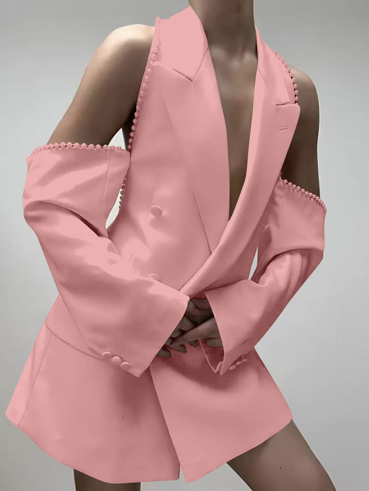 Dame elegant oversized blazer med aftagelige ærmer og strukturerede detaljer Stilla