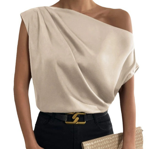 Dame Elegante, skulderfri satin top Skovae