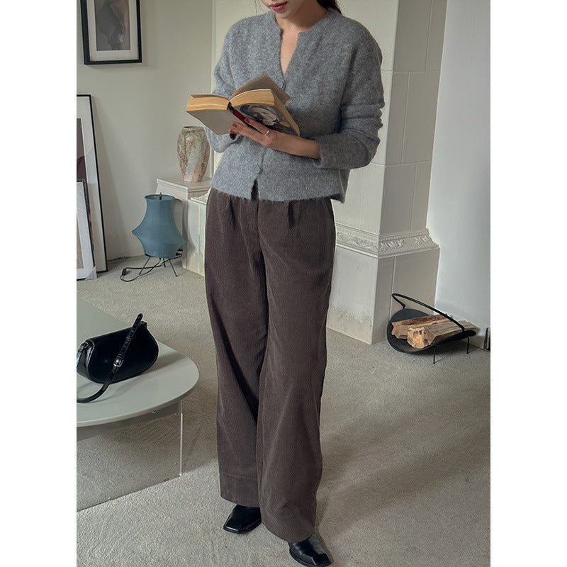 Dame bred plissé-bukser med høj talje og elegante folder Stilla