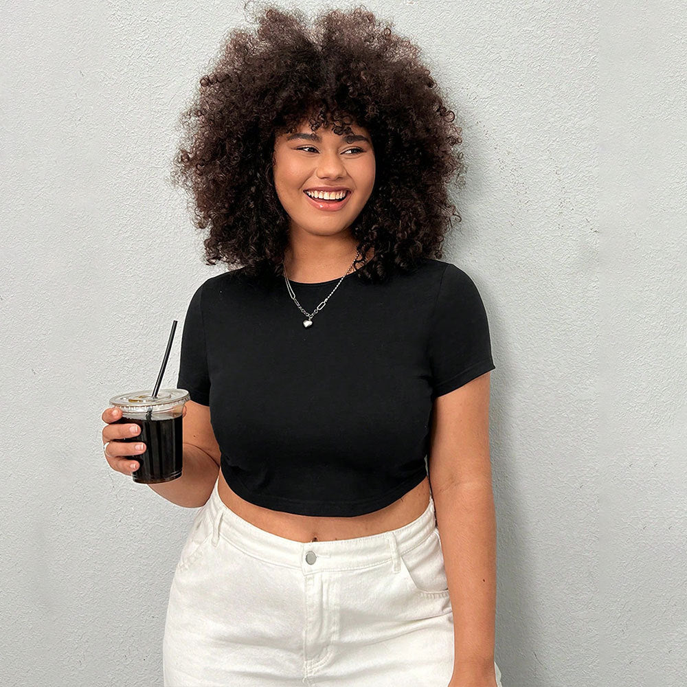 Dame cropped T-shirt med høj talje og behagelig pasform Stilla