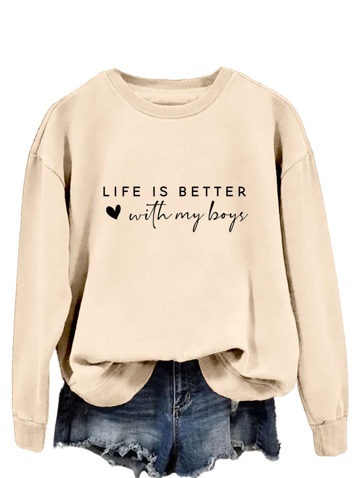 Kvinders hyggelige crew neck sweater med inspirerende print Stilla