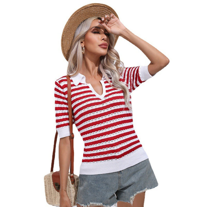 Dame Stilfuld Strik Polo Sweatshirt Stilla