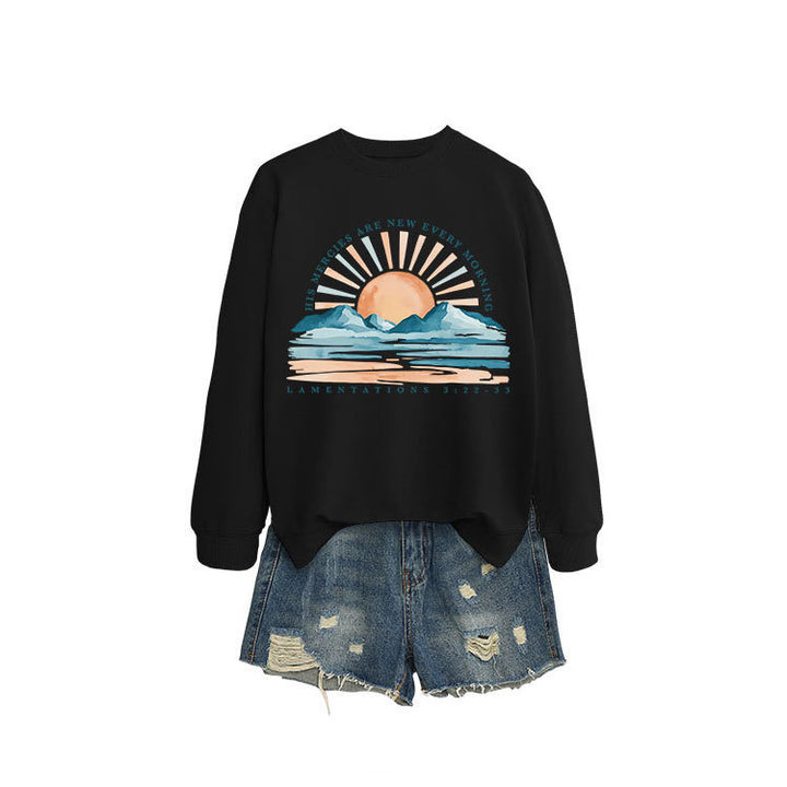 Dame sweatshirt med inspirerende solopgang design og afslappet pasform Stilla