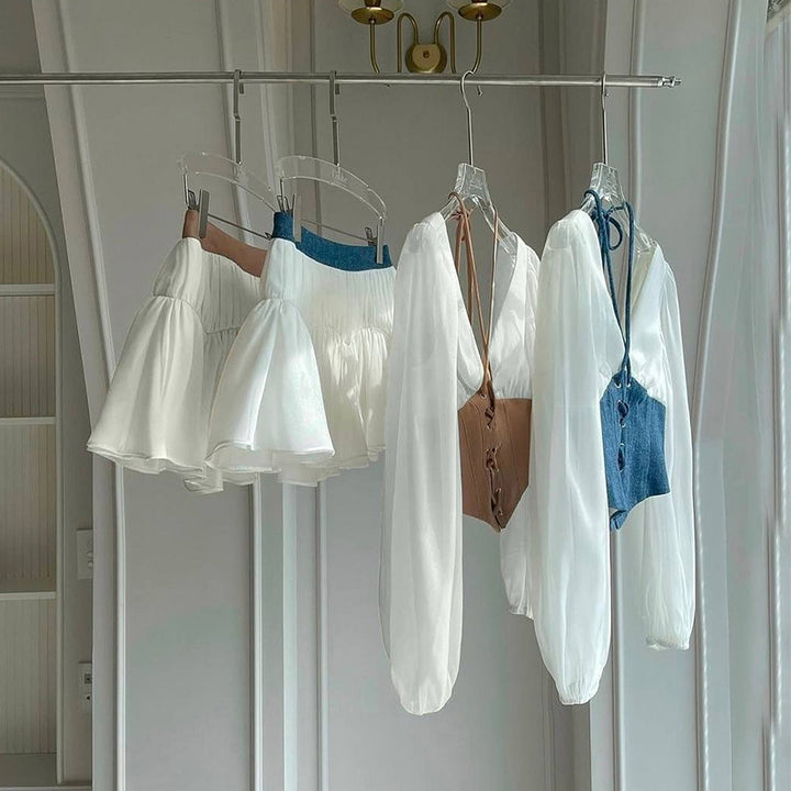 Dame moderigt Crop-Top med elegant nederdel Stilla