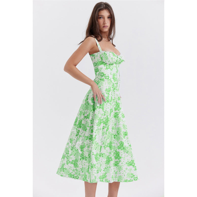 Dame maxikjole med floral design og elegant slids Skovae