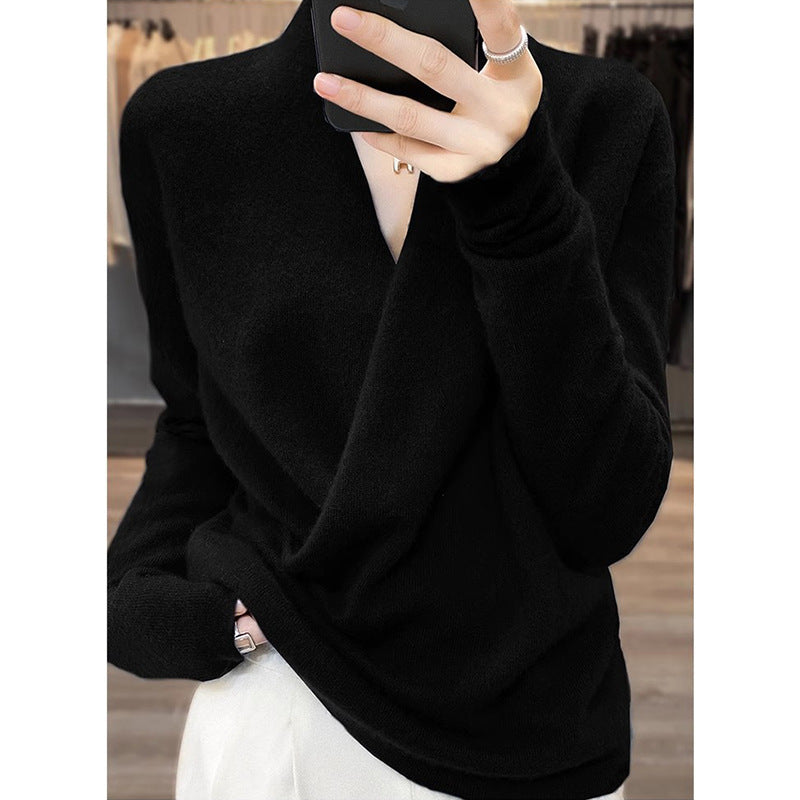 Dame omslagstrøje i blødt cashmere-mix Stilla