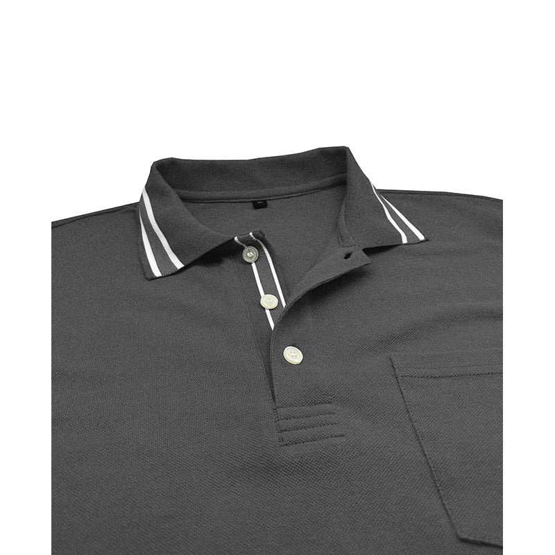 Herrer elegant langærmet polo skjorte med moderigtigt krave og praktisk brystlomme Stilla