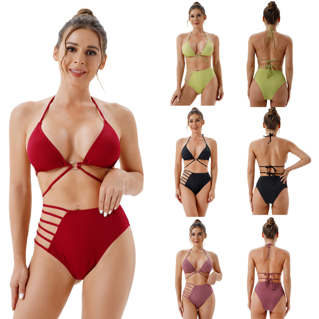 Dame Triangel-Bikini med asymmetrisk snit og elegant cut-out-design Stilla
