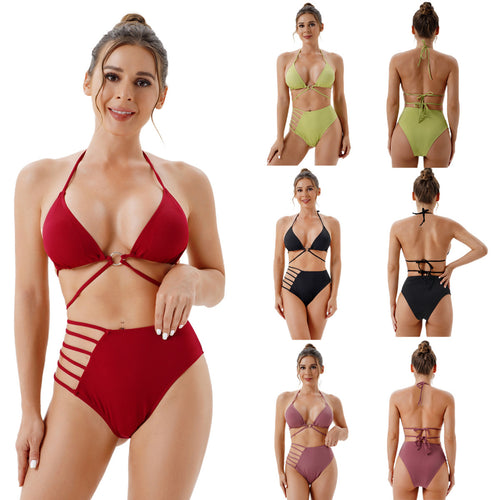Dame Triangel-Bikini med asymmetrisk snit og elegant cut-out-design Stilla