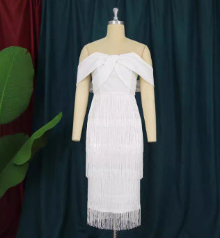Dame Cut-out Cocktailkjole med frynser Skovae