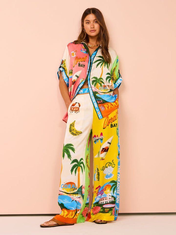 Dame Mode To-dels Sæt i Farverig Patchwork Stil Stilla