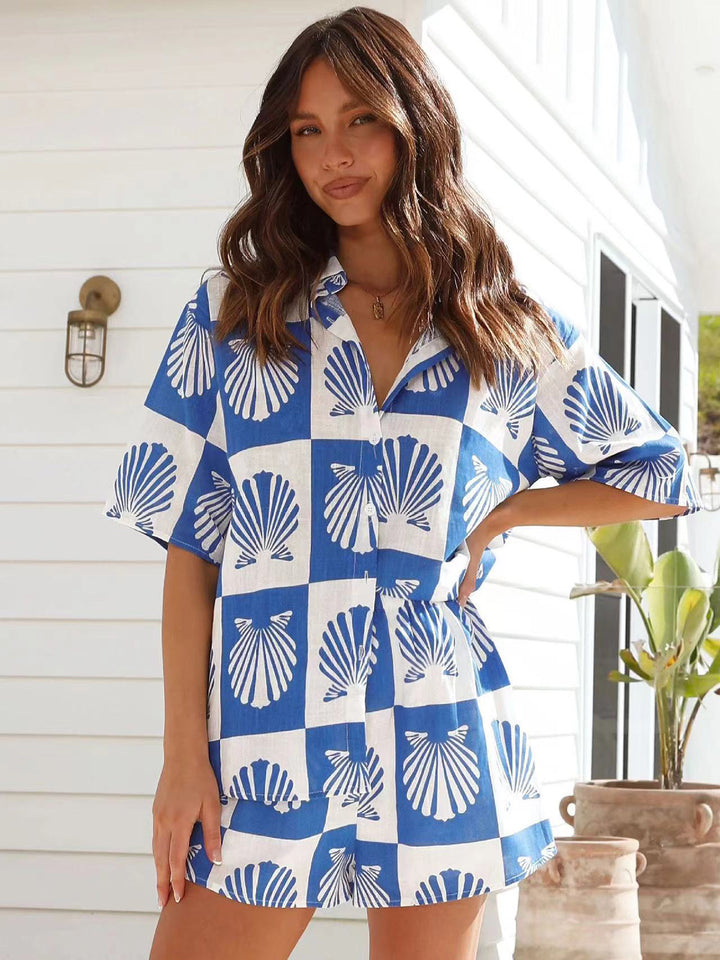 Dame fritidsbluse med maritimt mønster Stilla