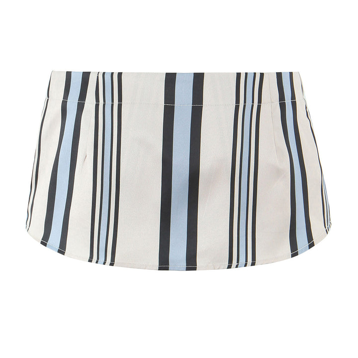 Dame Halsbinde-top med trendy krave og stribet design Stilla