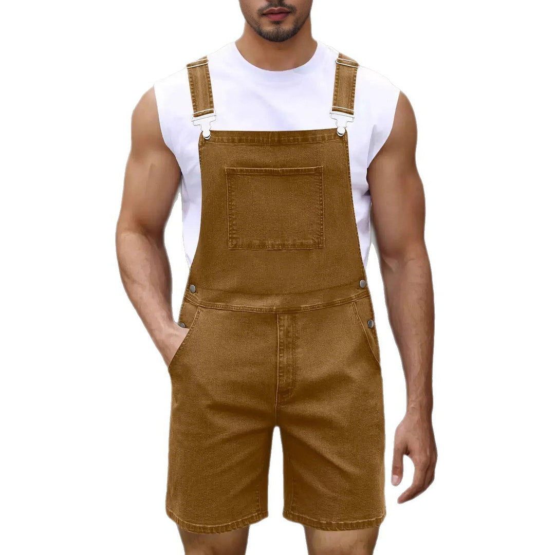 Herrer Denim-Latzshorts med moderne lommer og justerbare stropper Skovae