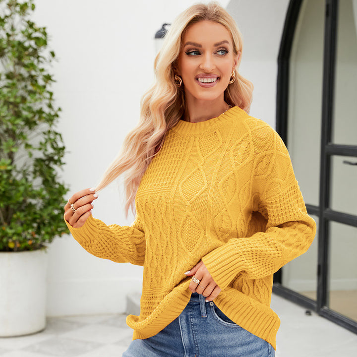 Dame Grovstrikpullover med moderne Kabelmønstre Stilla