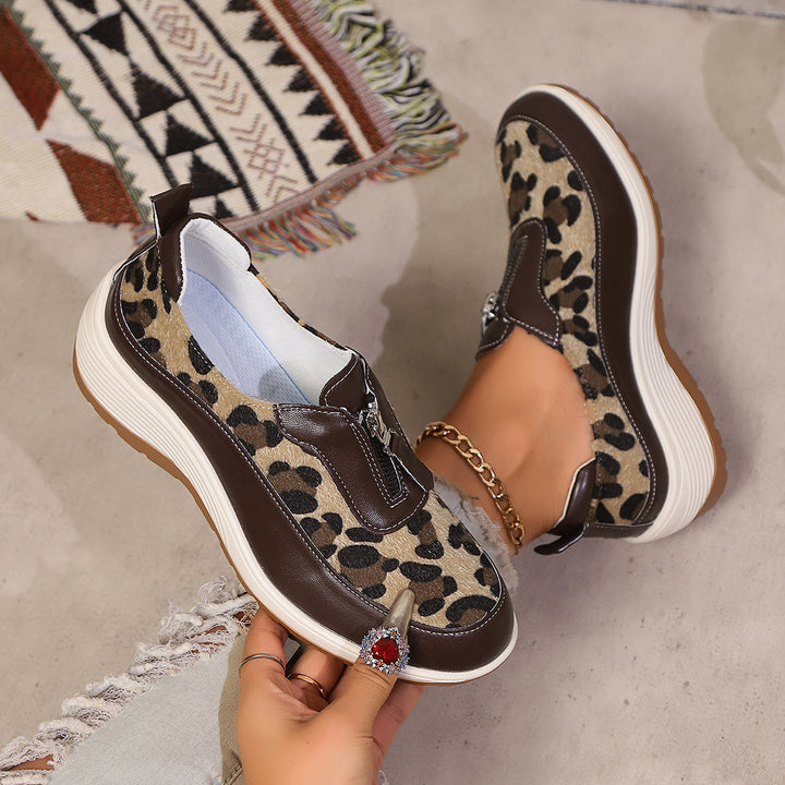 Dame Mode Slip-On Sneakers med dekorativ lynlås Stilla