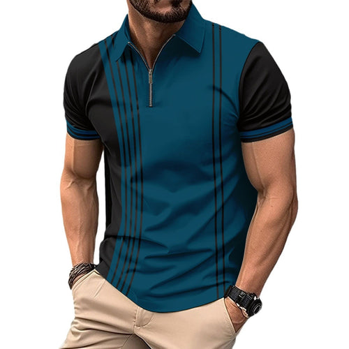 Herre sportiv kortærmet poloshirt med moderne lynlås Stilla