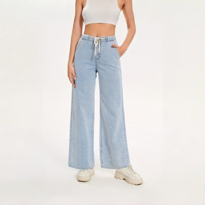 Dame brede jeans med elastisk talje og afslappet pasform Skovae