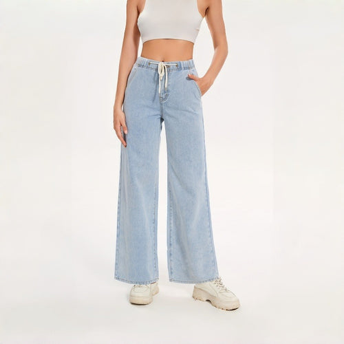 Dame brede jeans med elastisk talje og afslappet pasform Skovae