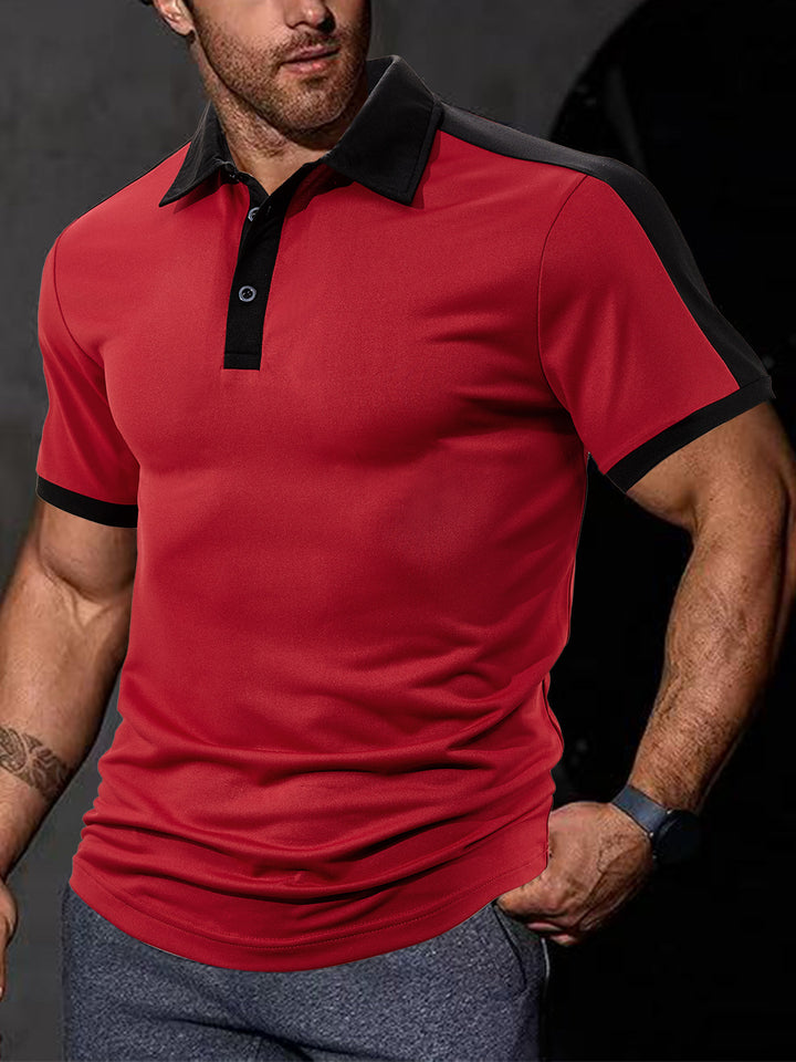 Herrer med figurtilpasset kontrast-polo-shirt med skulderpas og skjortekrave Skovae