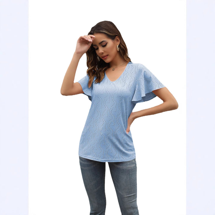 Dame stilfuld bluse med sommerfugleærmer Skovae