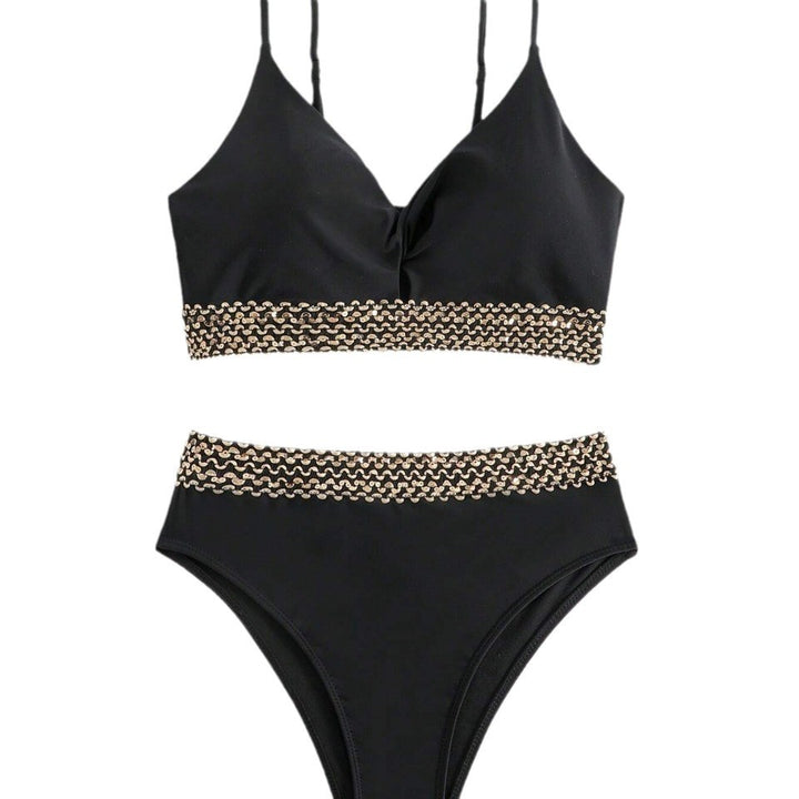 Dame Højskåret Bikini med elegant Kædeudsmykning Skovae